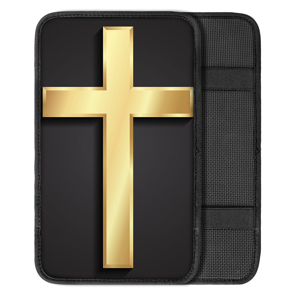 Classic Golden Cross Print Car Center Console Cover