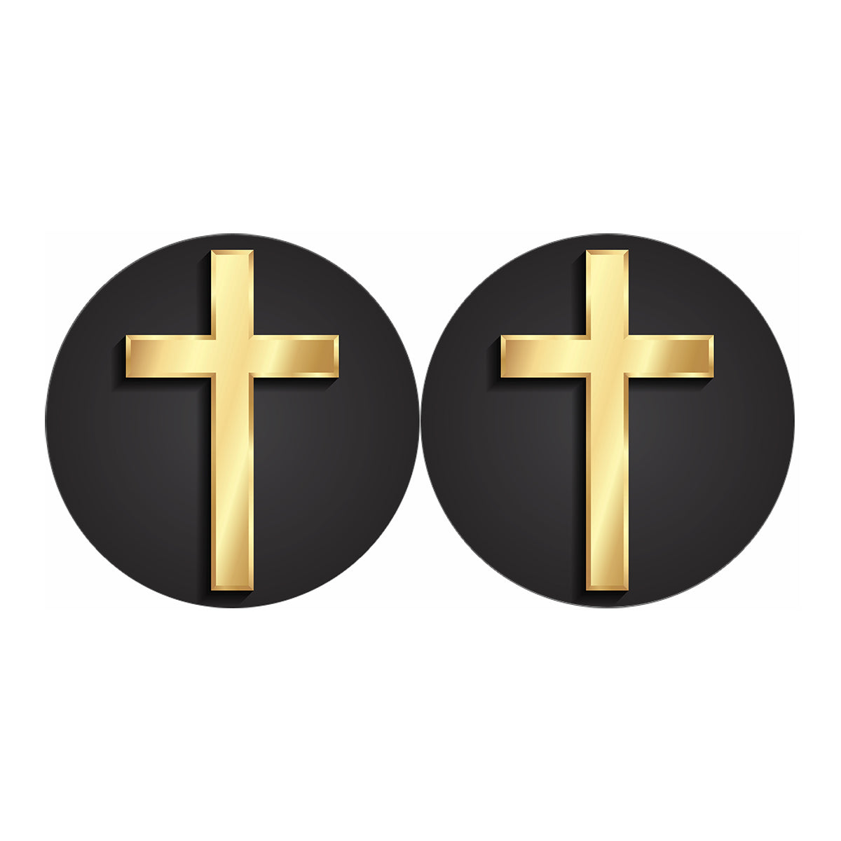 Classic Golden Cross Print Car Coasters