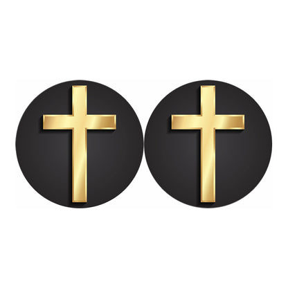 Classic Golden Cross Print Car Coasters