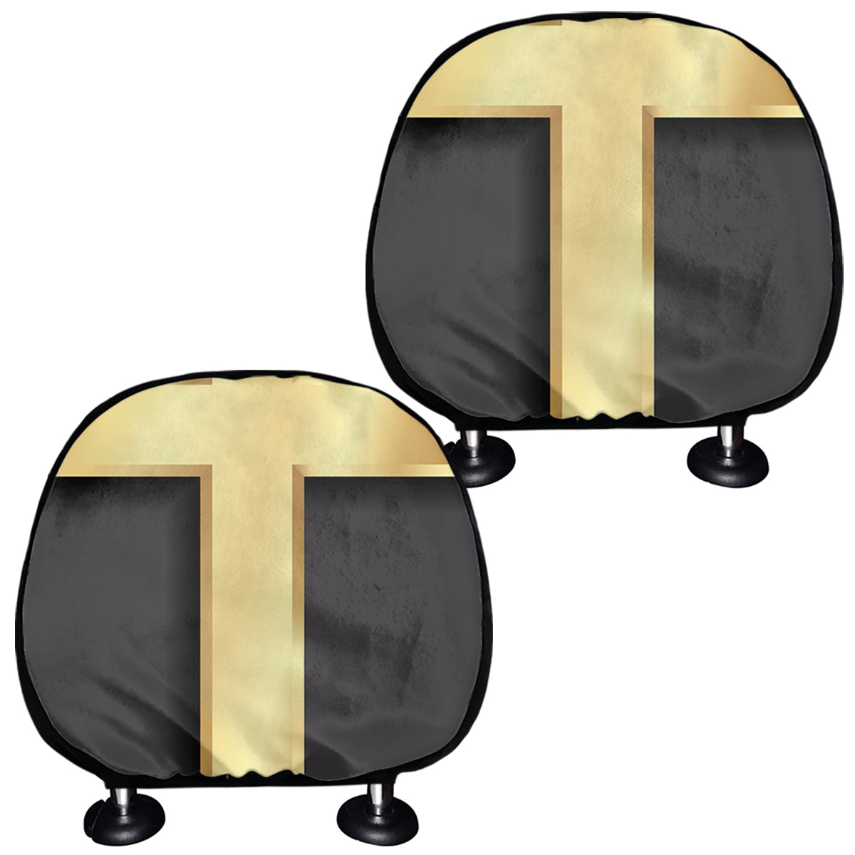 Classic Golden Cross Print Car Headrest Covers