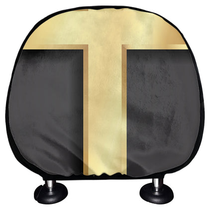 Classic Golden Cross Print Car Headrest Covers