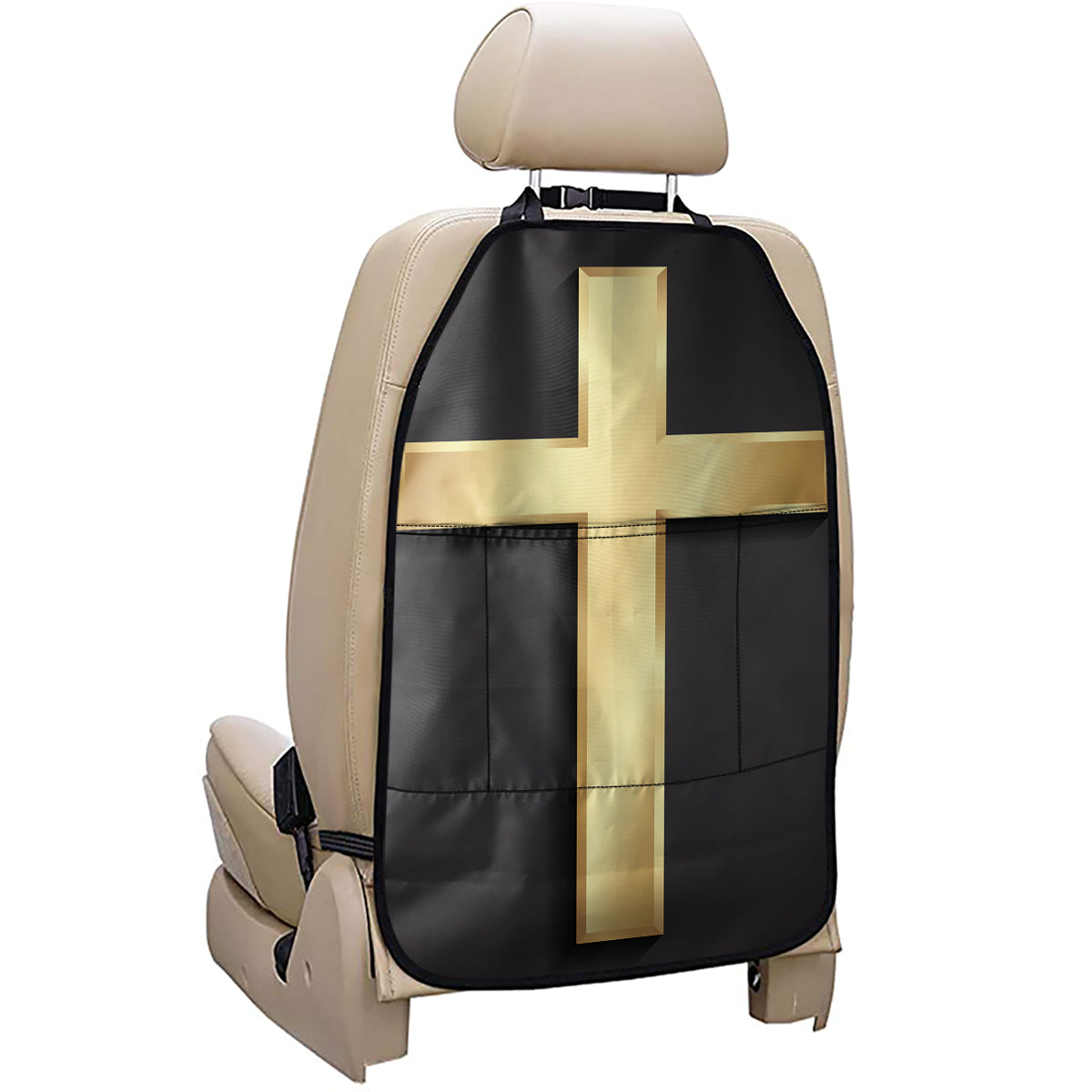 Classic Golden Cross Print Car Seat Organizers
