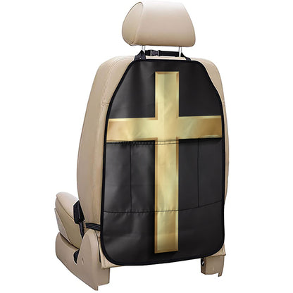 Classic Golden Cross Print Car Seat Organizers