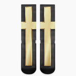 Classic Golden Cross Print Crew Socks