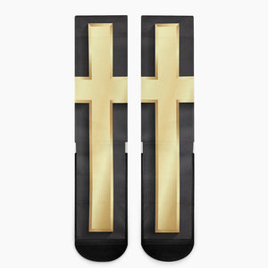 Classic Golden Cross Print Crew Socks