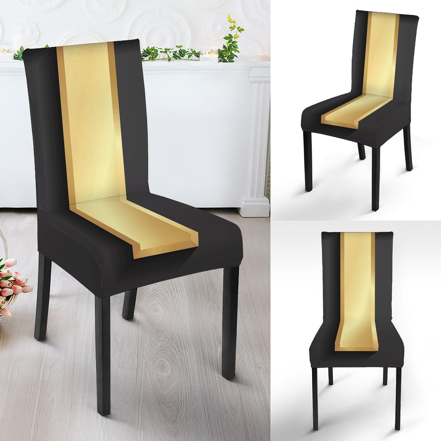Classic Golden Cross Print Dining Chair Slipcover