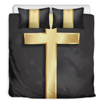 Classic Golden Cross Print Duvet Cover Bedding Set