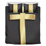 Classic Golden Cross Print Duvet Cover Bedding Set