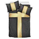 Classic Golden Cross Print Duvet Cover Bedding Set