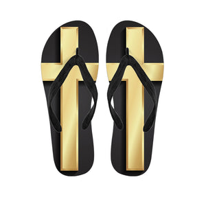 Classic Golden Cross Print Flip Flops