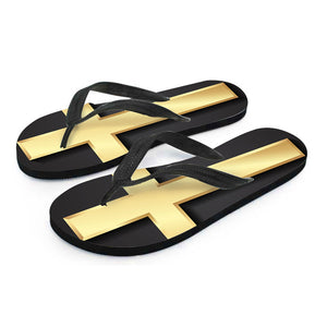 Classic Golden Cross Print Flip Flops