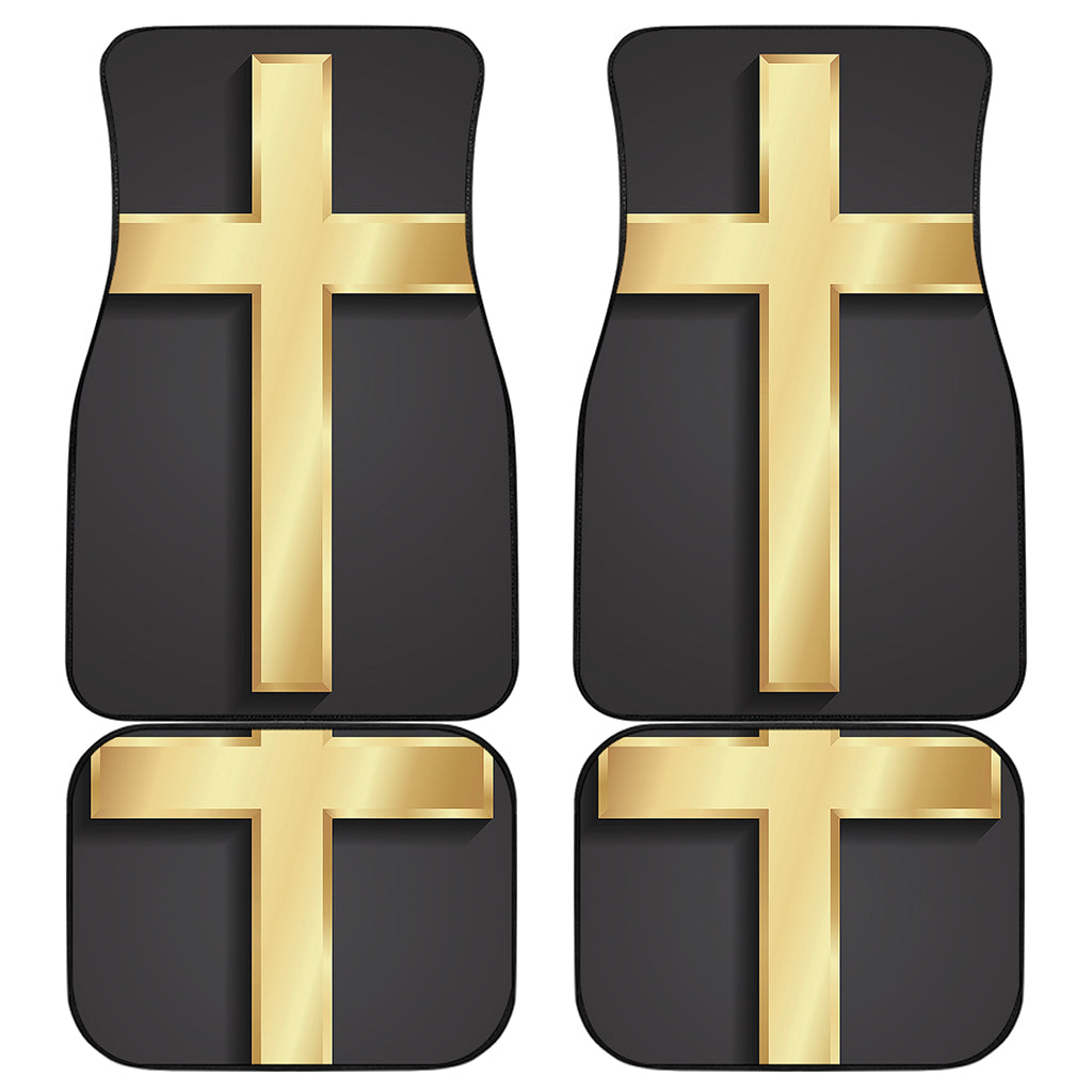 Classic Golden Cross Print Front and Back Car Floor Mats