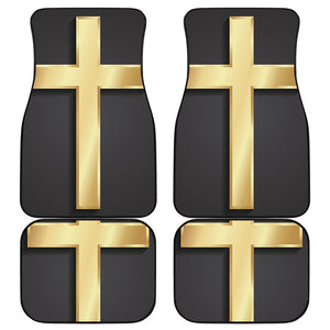 Classic Golden Cross Print Front and Back Car Floor Mats