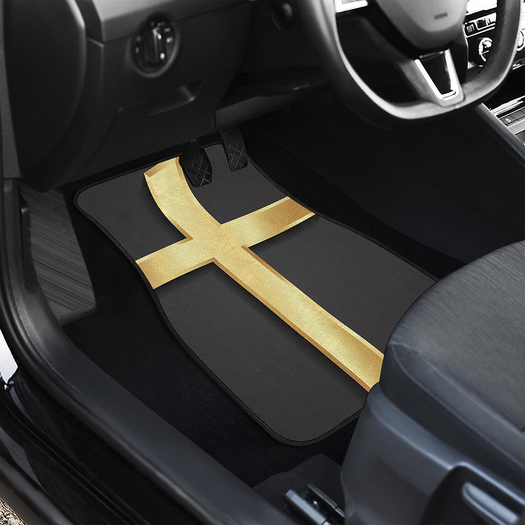 Classic Golden Cross Print Front and Back Car Floor Mats