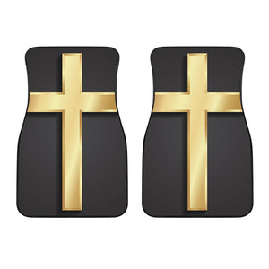 Classic Golden Cross Print Front Car Floor Mats