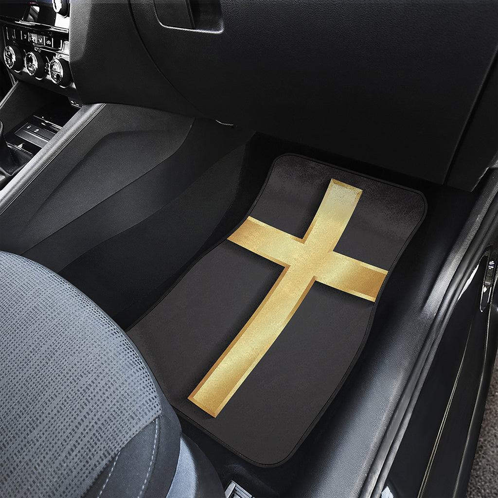 Classic Golden Cross Print Front Car Floor Mats