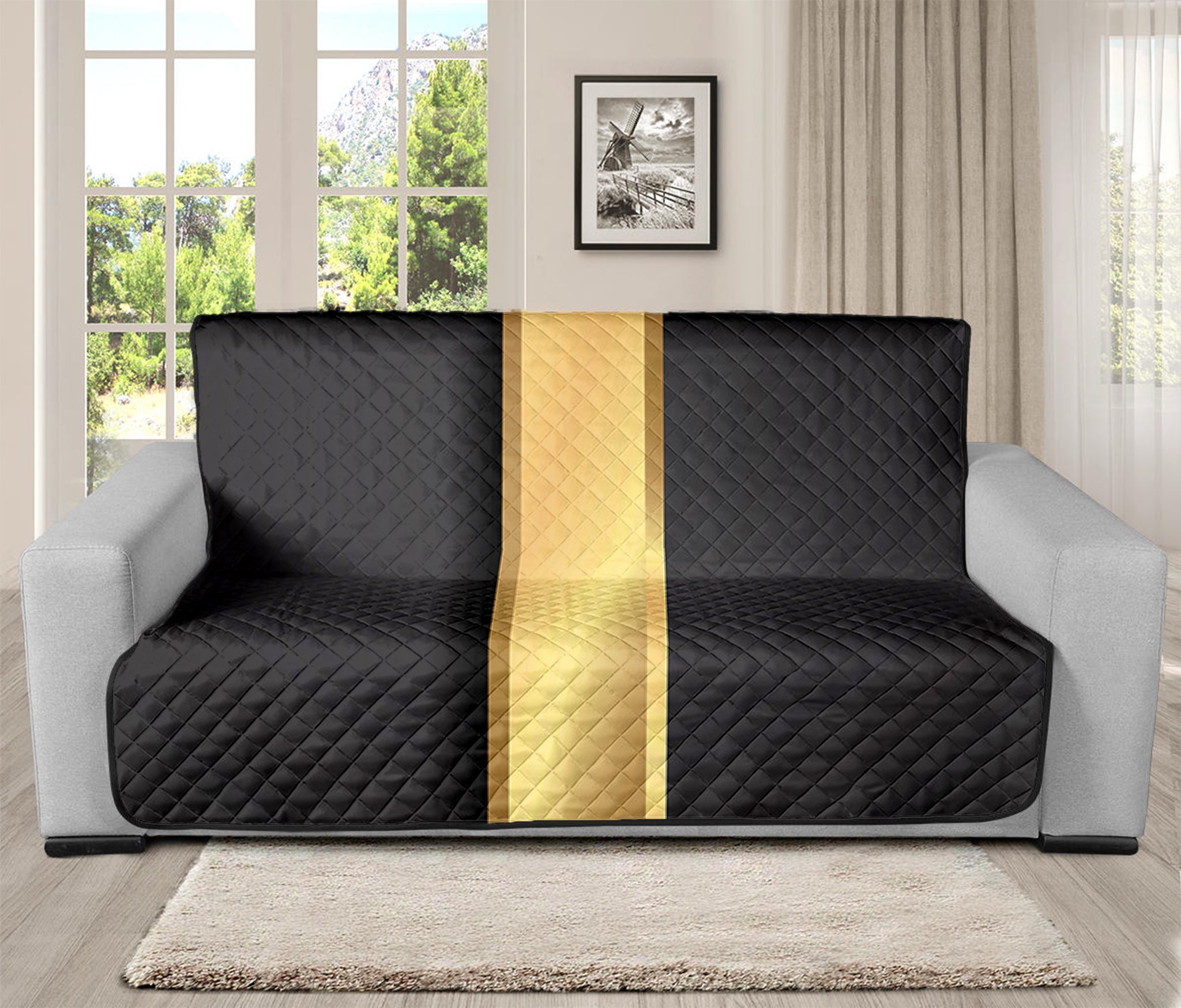 Classic Golden Cross Print Futon Protector