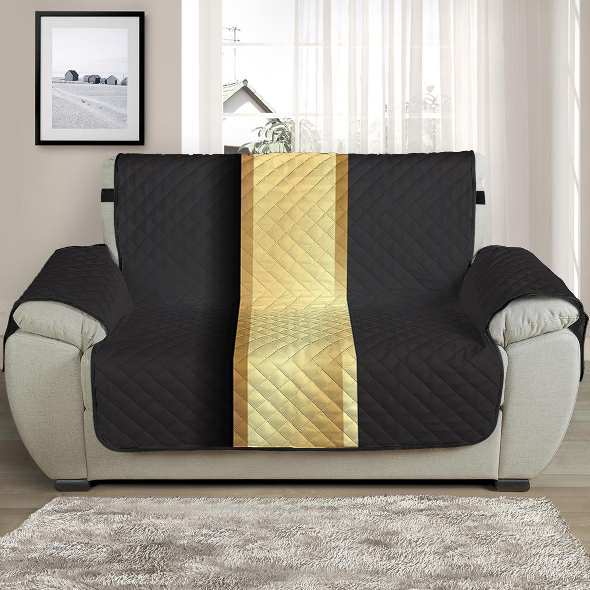 Classic Golden Cross Print Half Sofa Protector