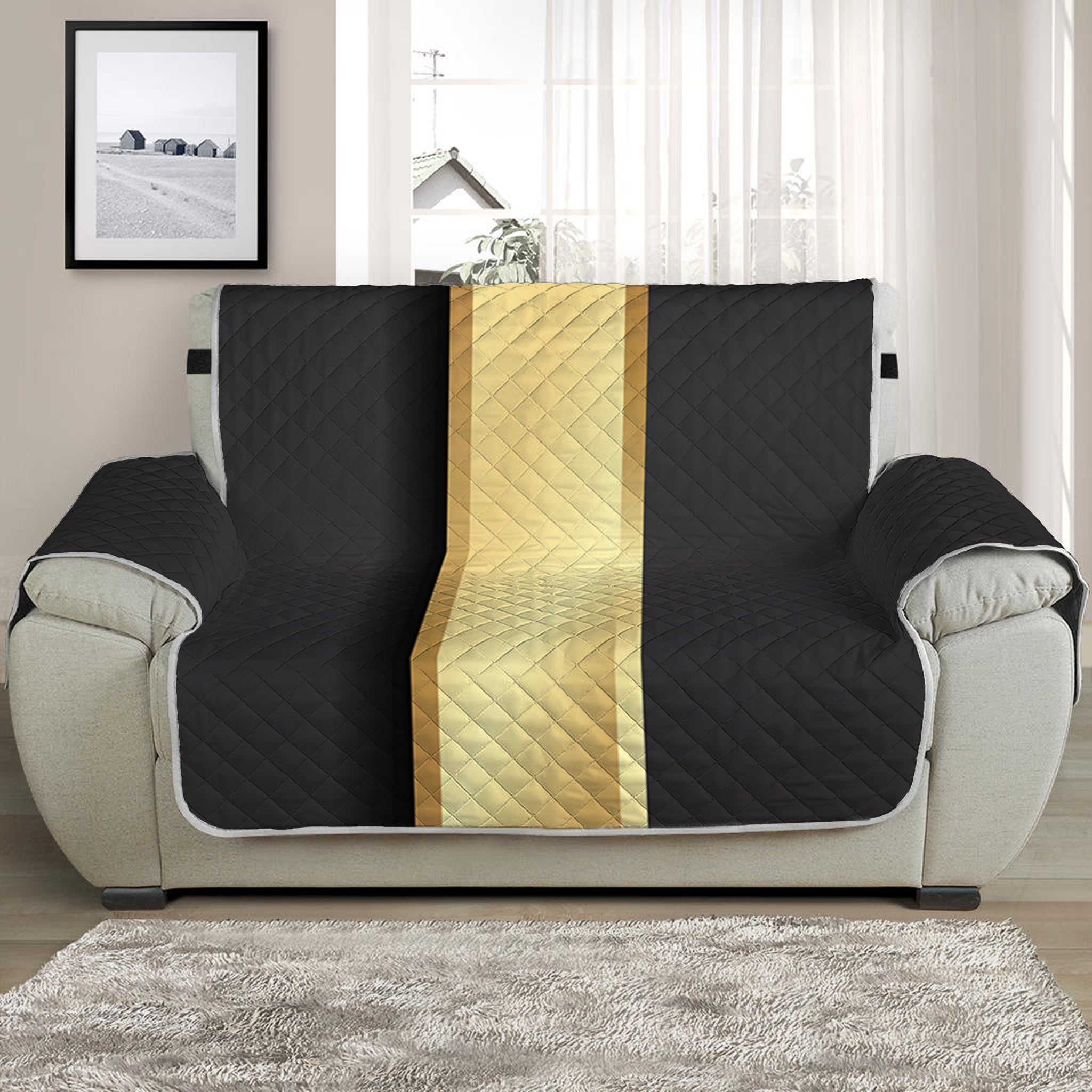 Classic Golden Cross Print Half Sofa Protector