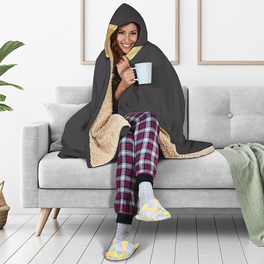 Classic Golden Cross Print Hooded Blanket