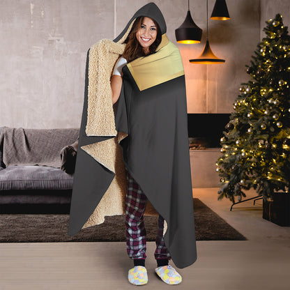 Classic Golden Cross Print Hooded Blanket