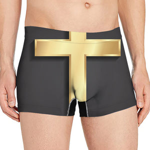 Classic Golden Cross Print Men's Boxer Briefs