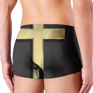 Classic Golden Cross Print Men's Boxer Briefs