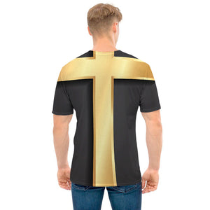 Classic Golden Cross Print Men's T-Shirt