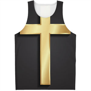 Classic Golden Cross Print Men's Tank Top