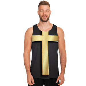 Classic Golden Cross Print Men's Tank Top