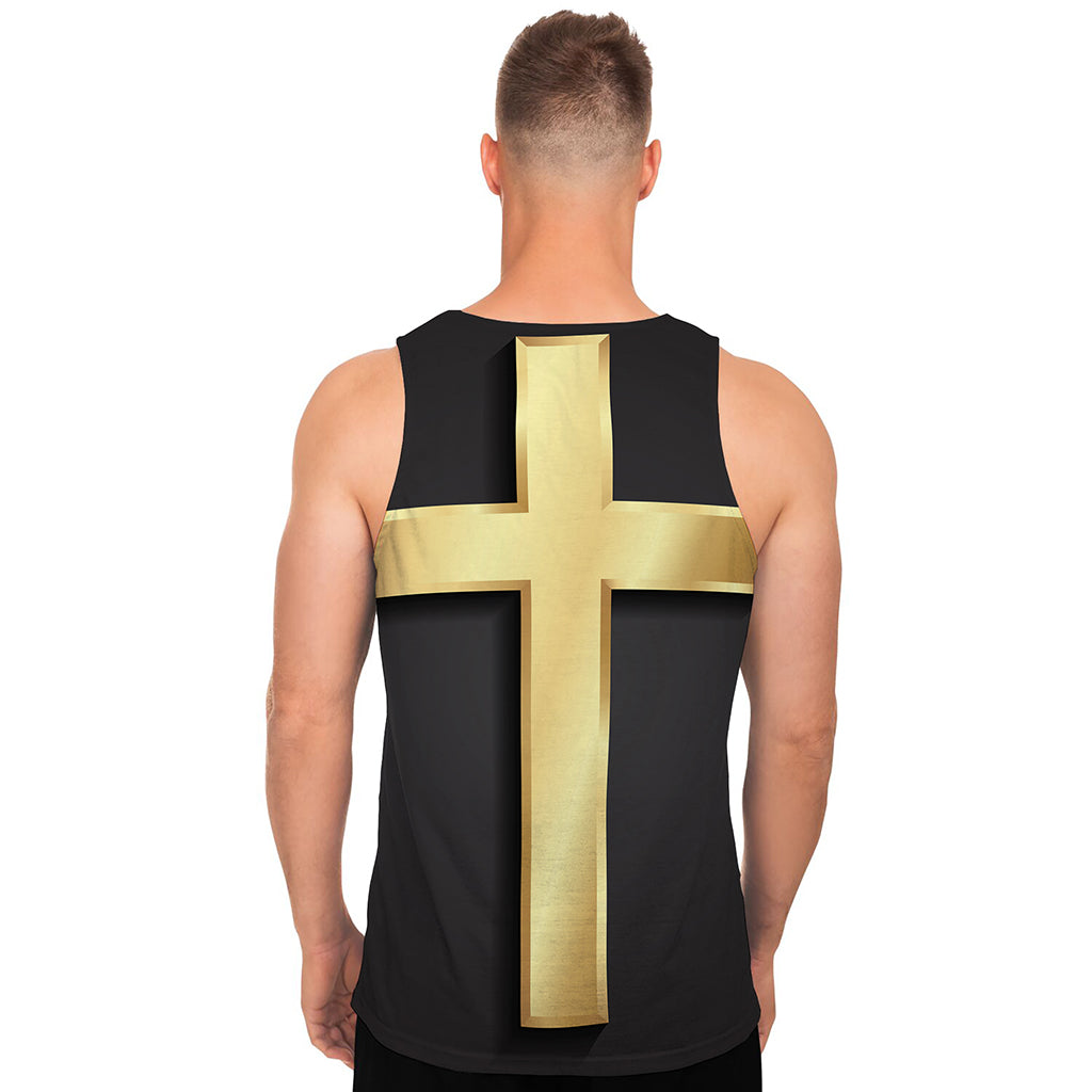 Classic Golden Cross Print Men's Tank Top