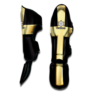 Classic Golden Cross Print Muay Thai Shin Guard