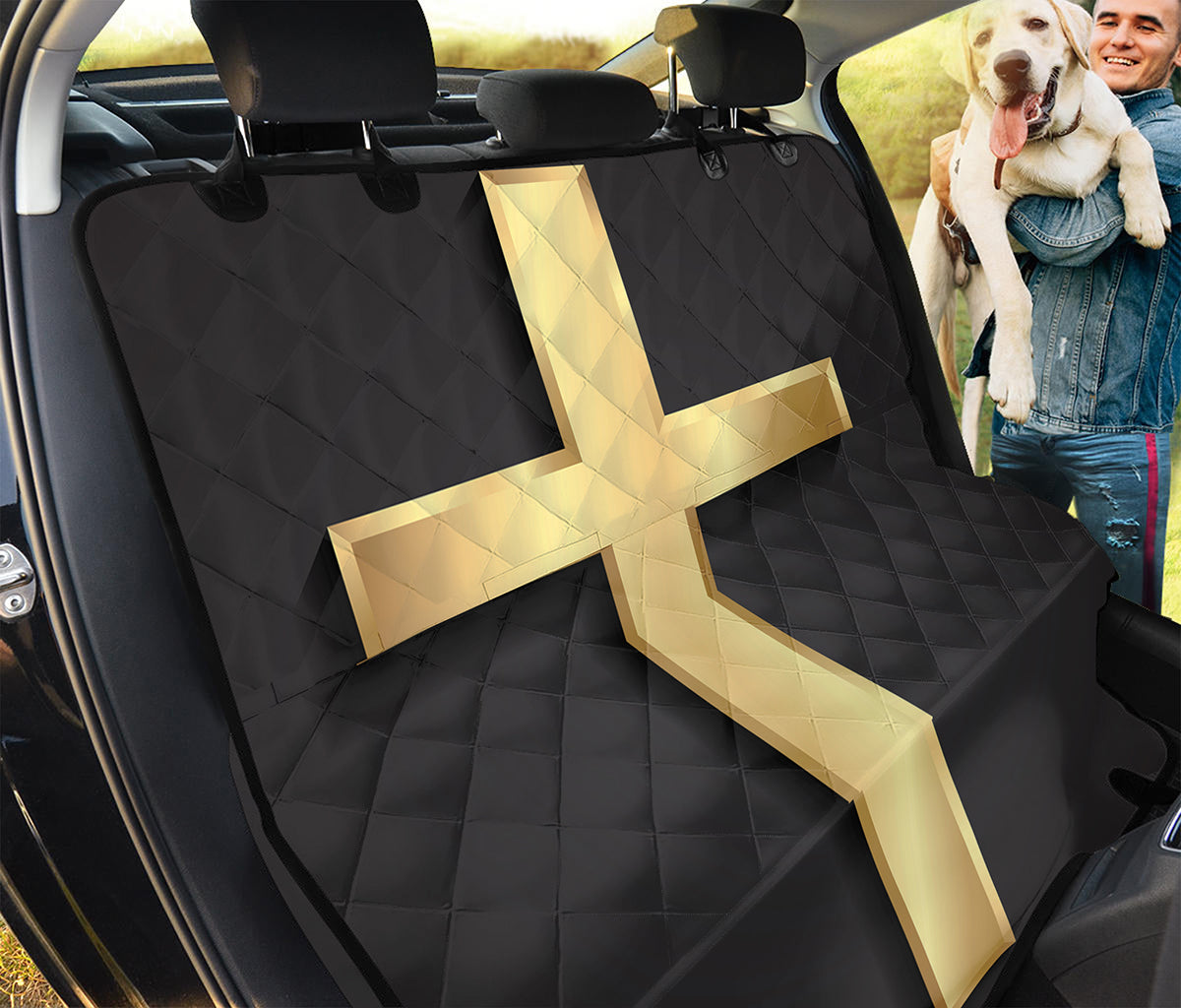 Classic Golden Cross Print Pet Car Back Seat Cover