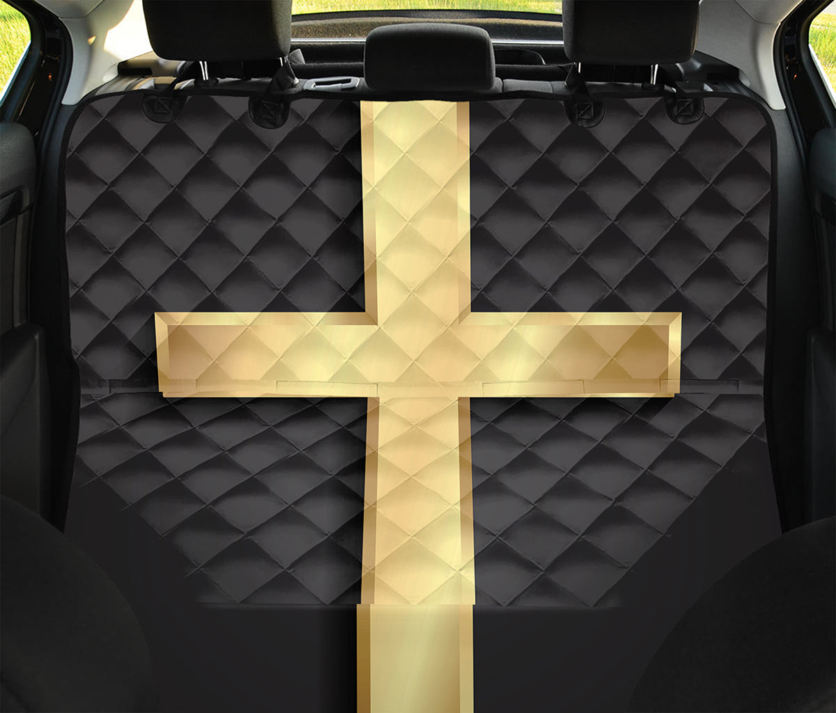 Classic Golden Cross Print Pet Car Back Seat Cover