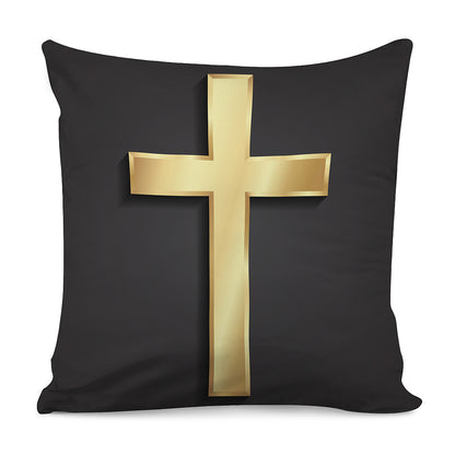 Classic Golden Cross Print Pillow Cover