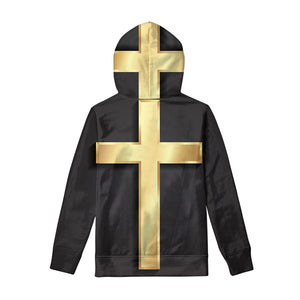 Classic Golden Cross Print Pullover Hoodie