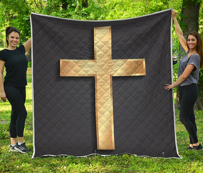 Classic Golden Cross Print Quilt