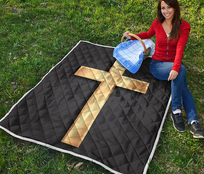 Classic Golden Cross Print Quilt