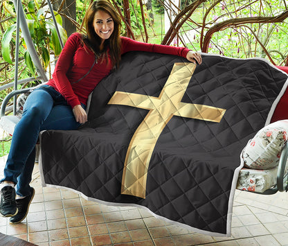 Classic Golden Cross Print Quilt
