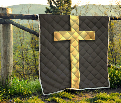 Classic Golden Cross Print Quilt