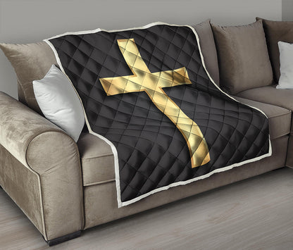 Classic Golden Cross Print Quilt