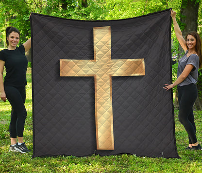 Classic Golden Cross Print Quilt