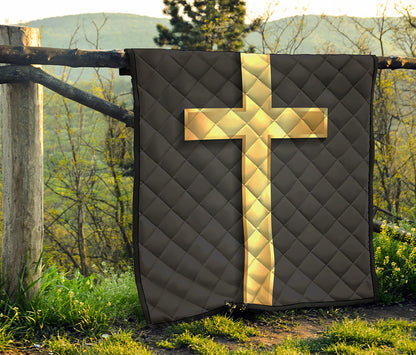 Classic Golden Cross Print Quilt