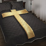 Classic Golden Cross Print Quilt Bed Set