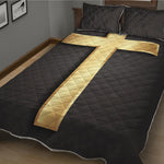 Classic Golden Cross Print Quilt Bed Set