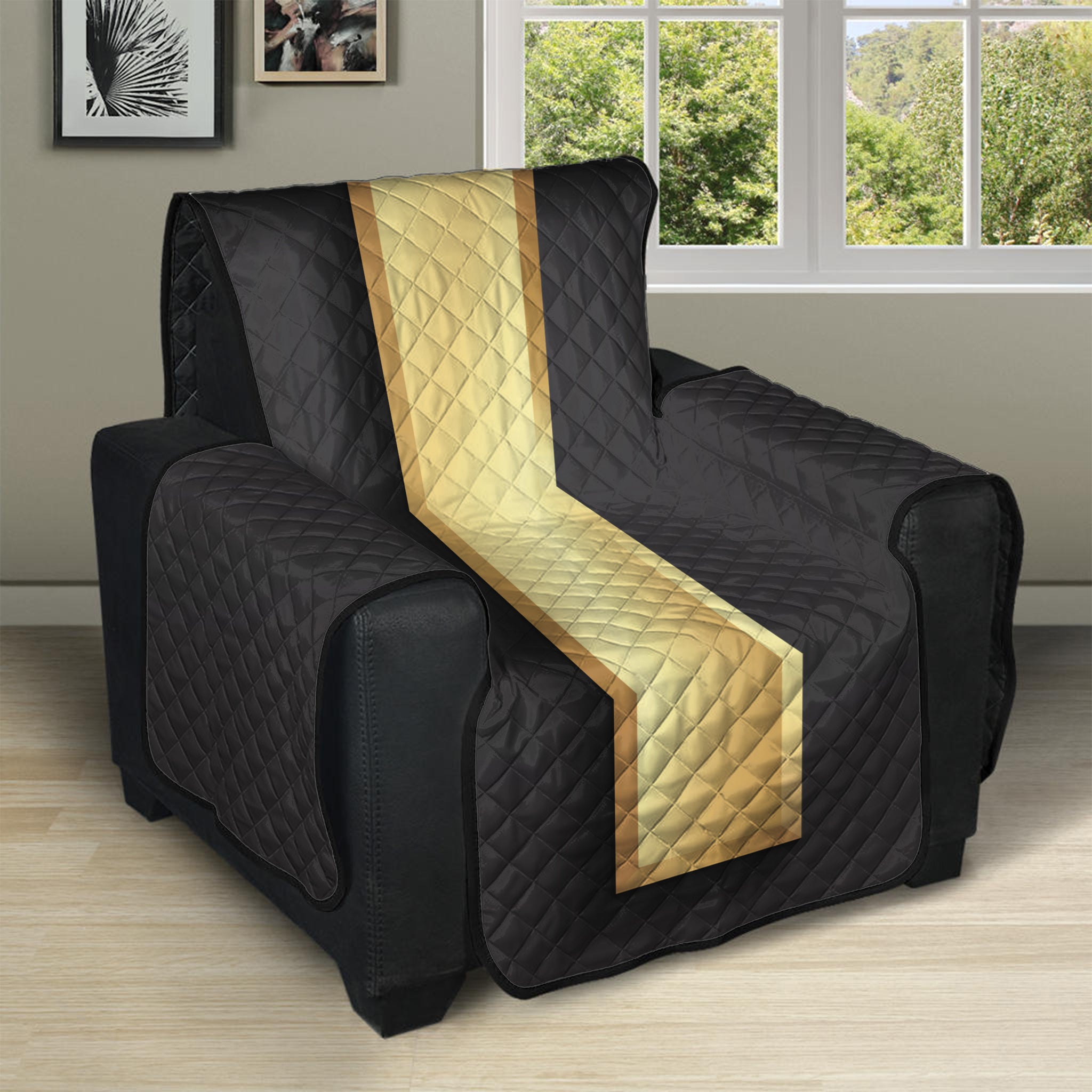 Classic Golden Cross Print Recliner Protector