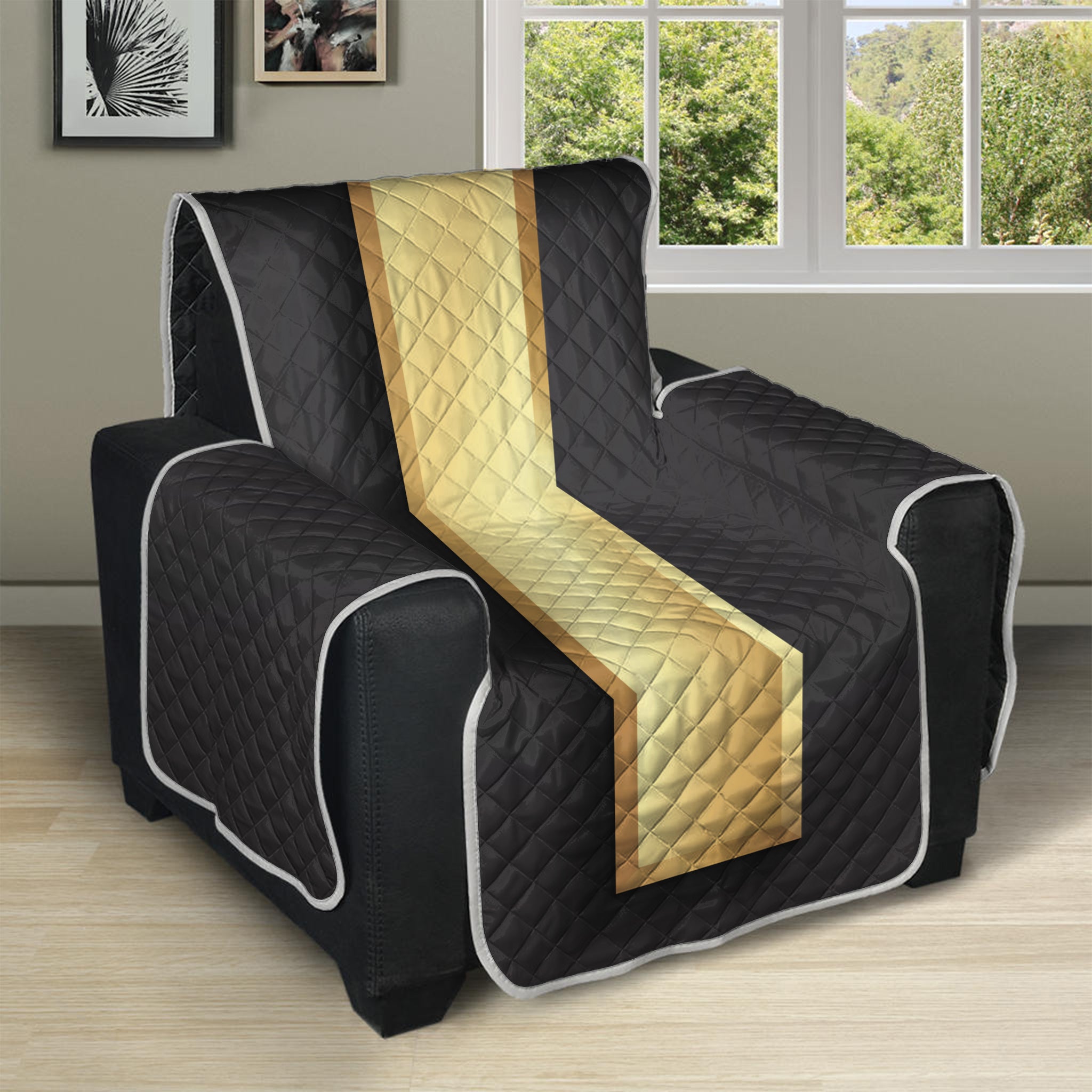 Classic Golden Cross Print Recliner Protector