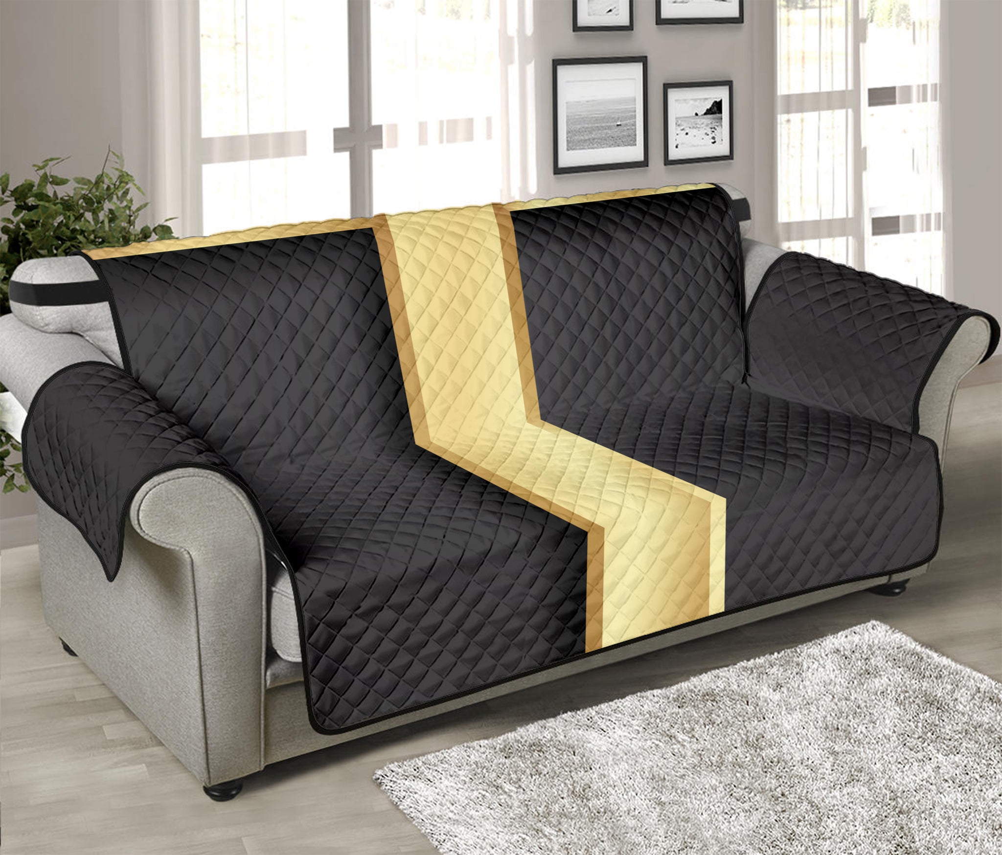 Classic Golden Cross Print Sofa Protector