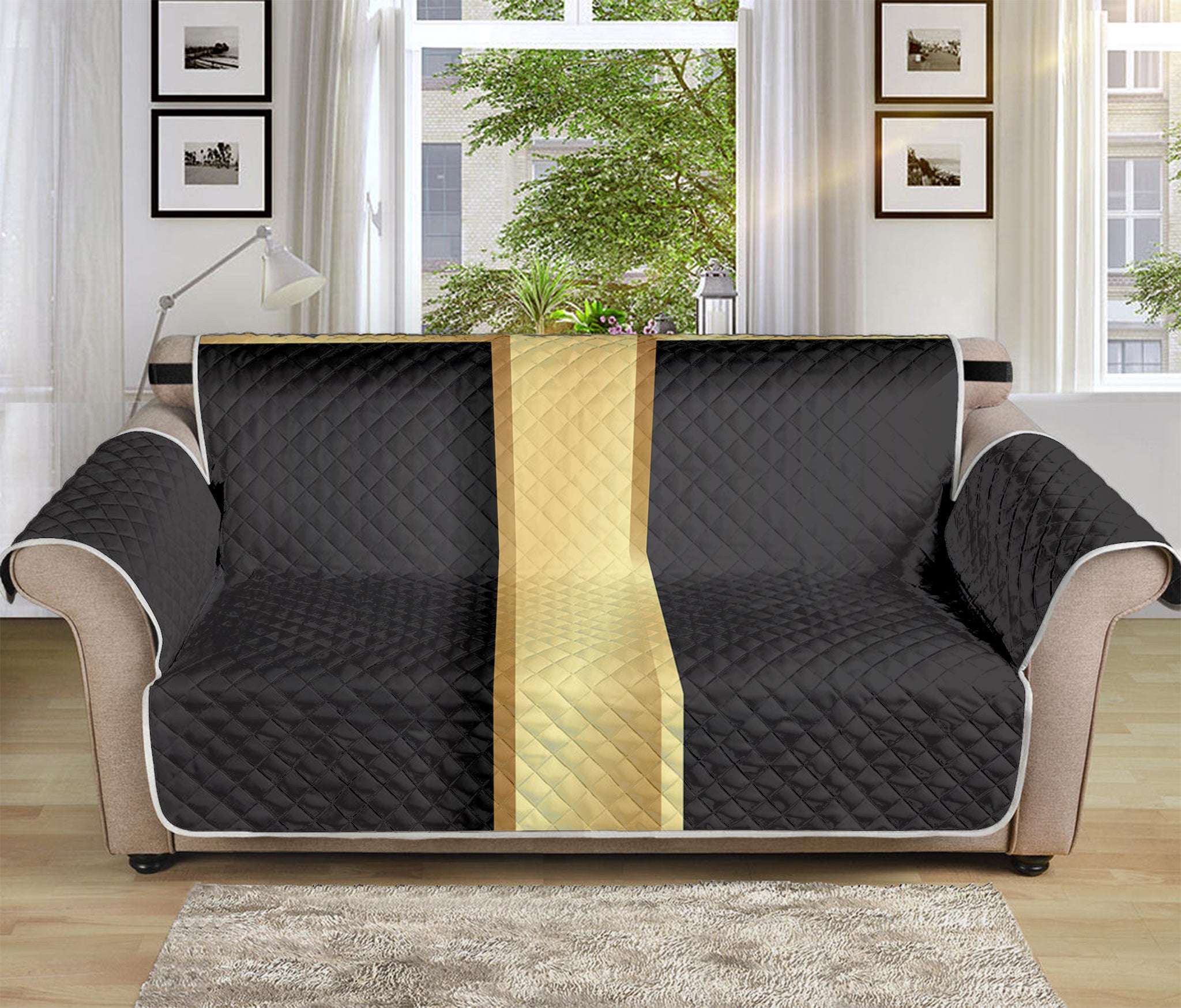 Classic Golden Cross Print Sofa Protector