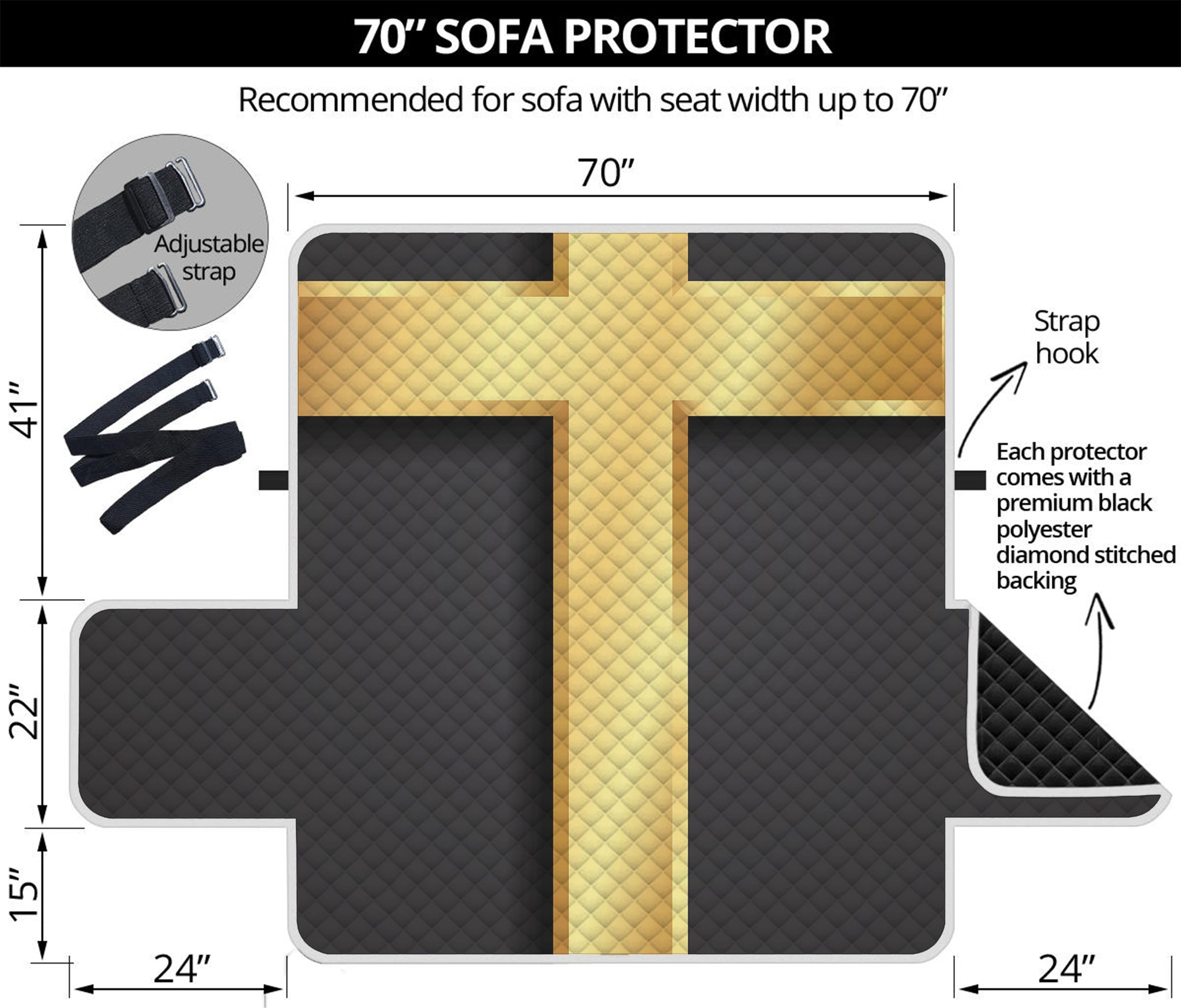 Classic Golden Cross Print Sofa Protector